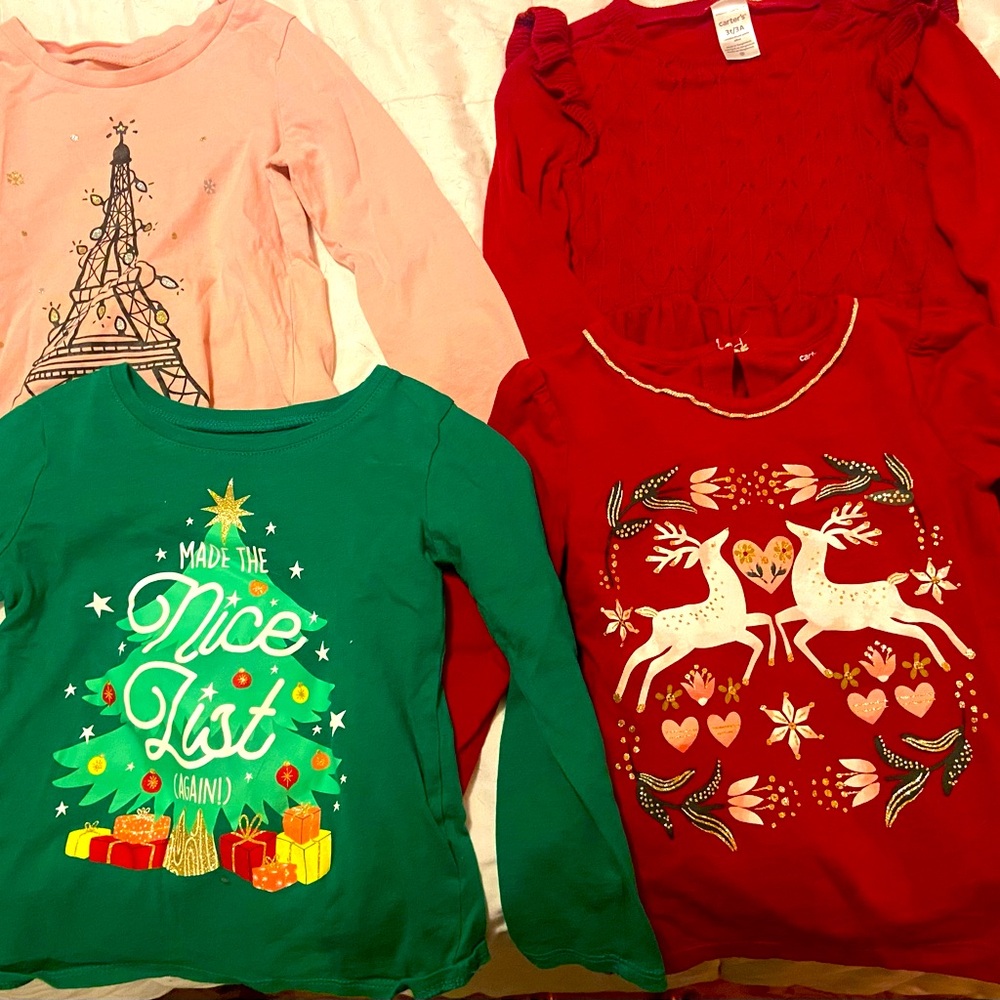 Girls Christmas bundle! 3 shirts and a dress!